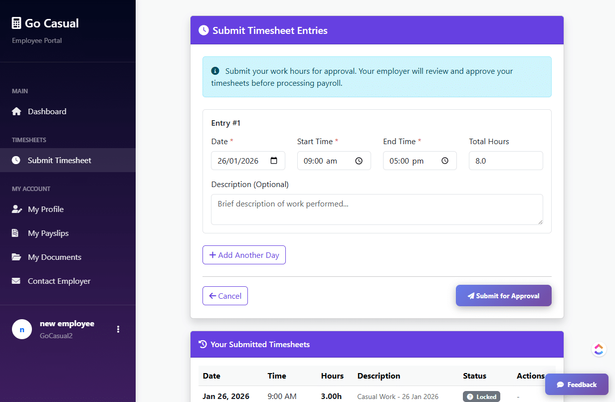 Seasonal Worker Portal Dashboard